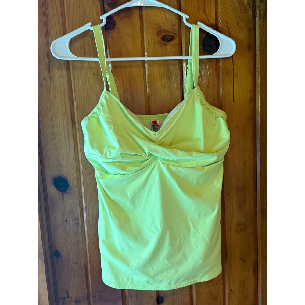 s.Oliver Neon Lime Green Twist Front Tankini Swim Top Adjustable Straps 40C